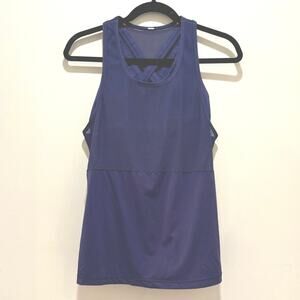 Lululemon Dark Purple 6 Mesh Cross Back Sports Bra Over Mesh Tank